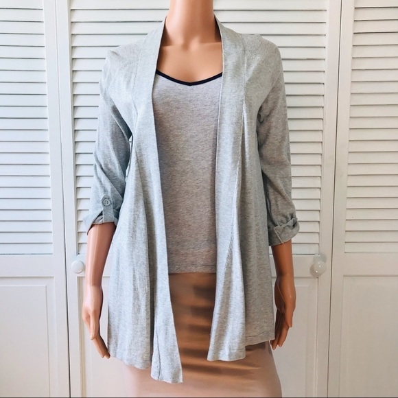 EXPRESS Gray Cotton Open Front Cardigan Size Medium - Picture 1 of 7
